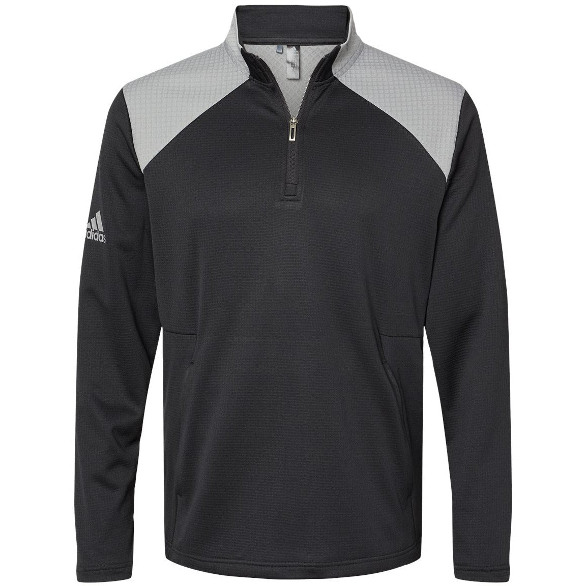 Adidas Textured Mixed Media Quarter-Zip Pullover